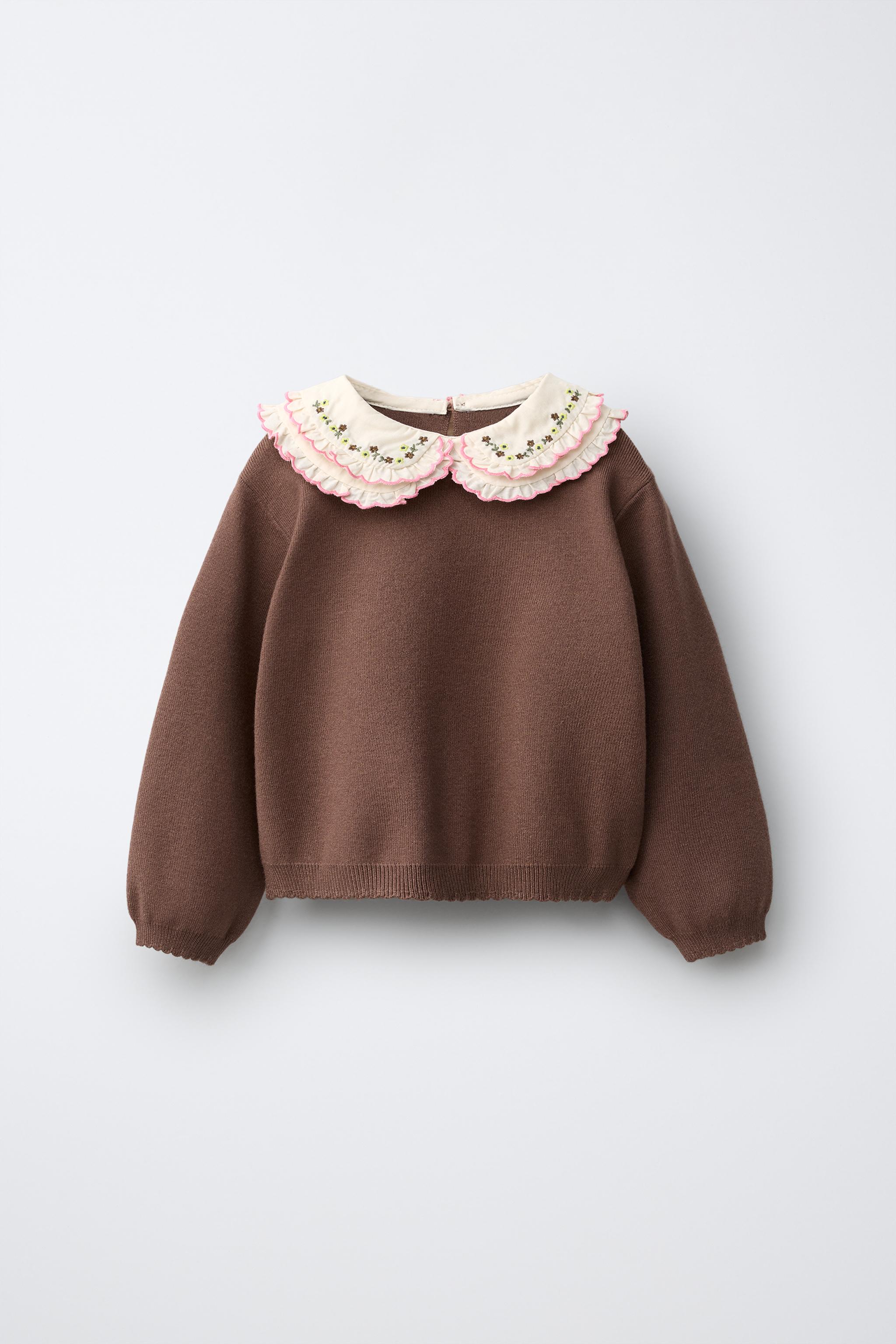 EMBROIDERED DOUBLE PETER PAN COLLAR KNIT JUMPER